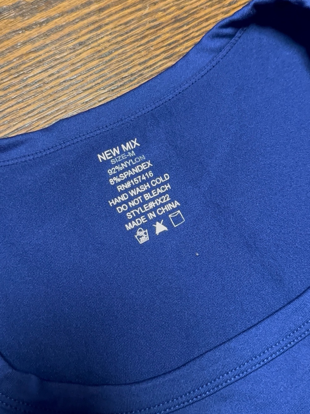 New Mix Short Sleeve Scoop Neck Crop Top in Royal Blue - Picture 5 of 5